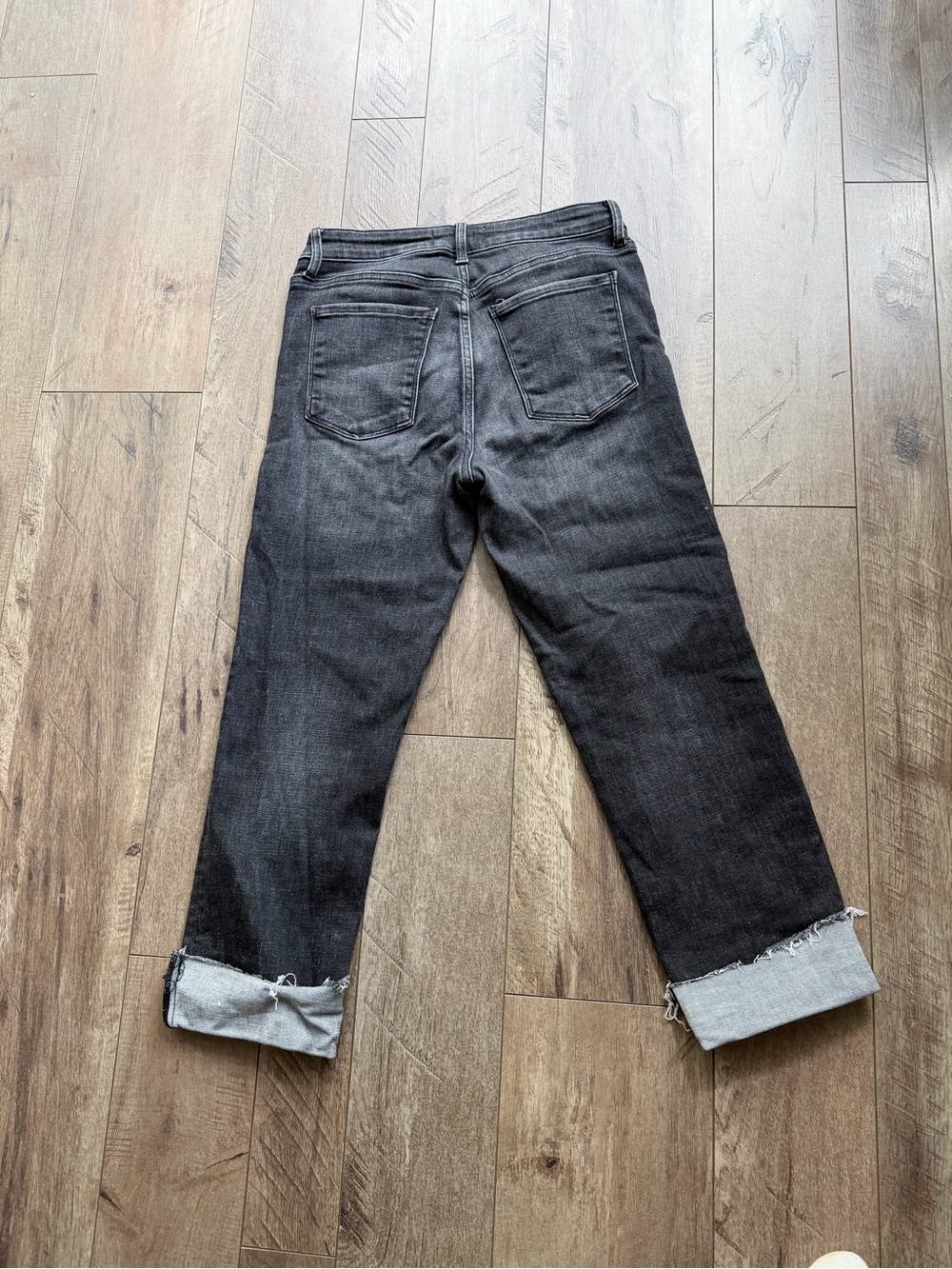 Evereve Ever Straight Washed Black Straight Jeans with Cuffed Hem